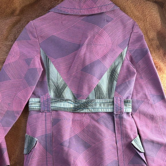 Custo Barcelona Y2K Purple Abstract Print Button Front Coat Jacket - Picture 4 of 6